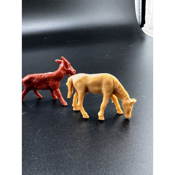 Molded Plastic 1950s Farm Animals Donkey Horse Goat Vtg Tim Mee Marx Auburn ? - Picture 7 of 10
